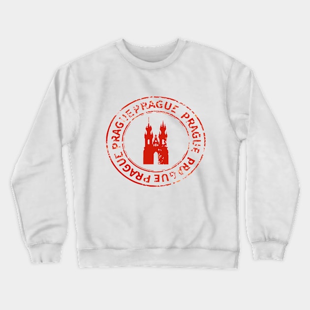 praque stamp t-shirt Crewneck Sweatshirt by Brainable ART